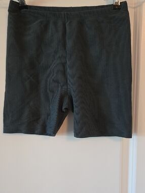 Dance France Ribbed Mid-Thigh Shorts in Dark Teal